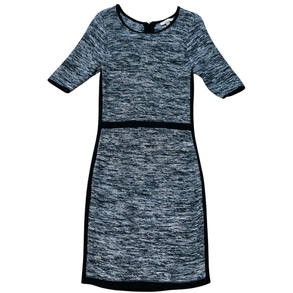 Banana Republic Womens Dress size Medium Black White Tweed Back Zip 100% Cotton